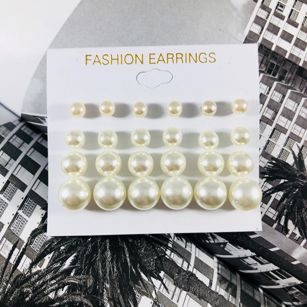 12 pair faux pair earring set
